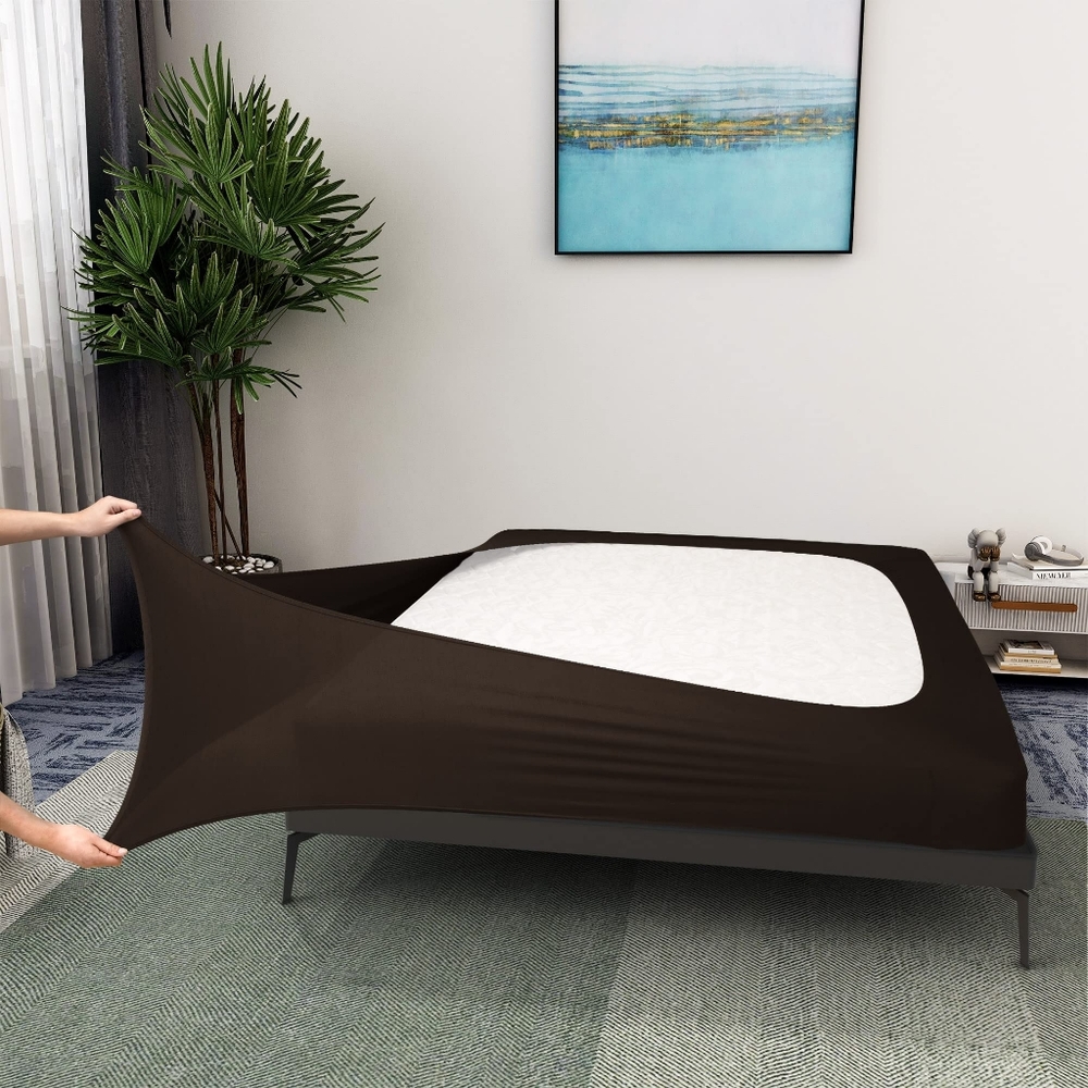 Queen-size brown boxspring cover